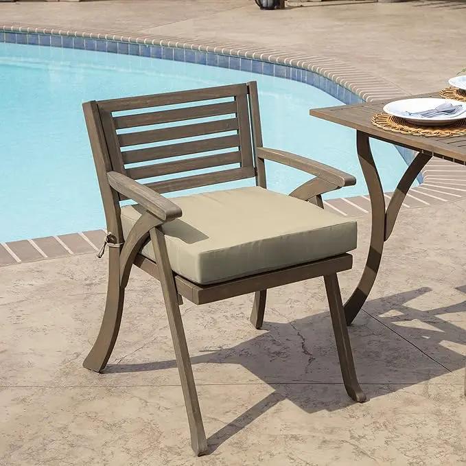 Arden Outdoor Seat Cushion, 19 x 19, Rain-Proof, Fade Resistant Tan Leala by GreenHaven Gardens