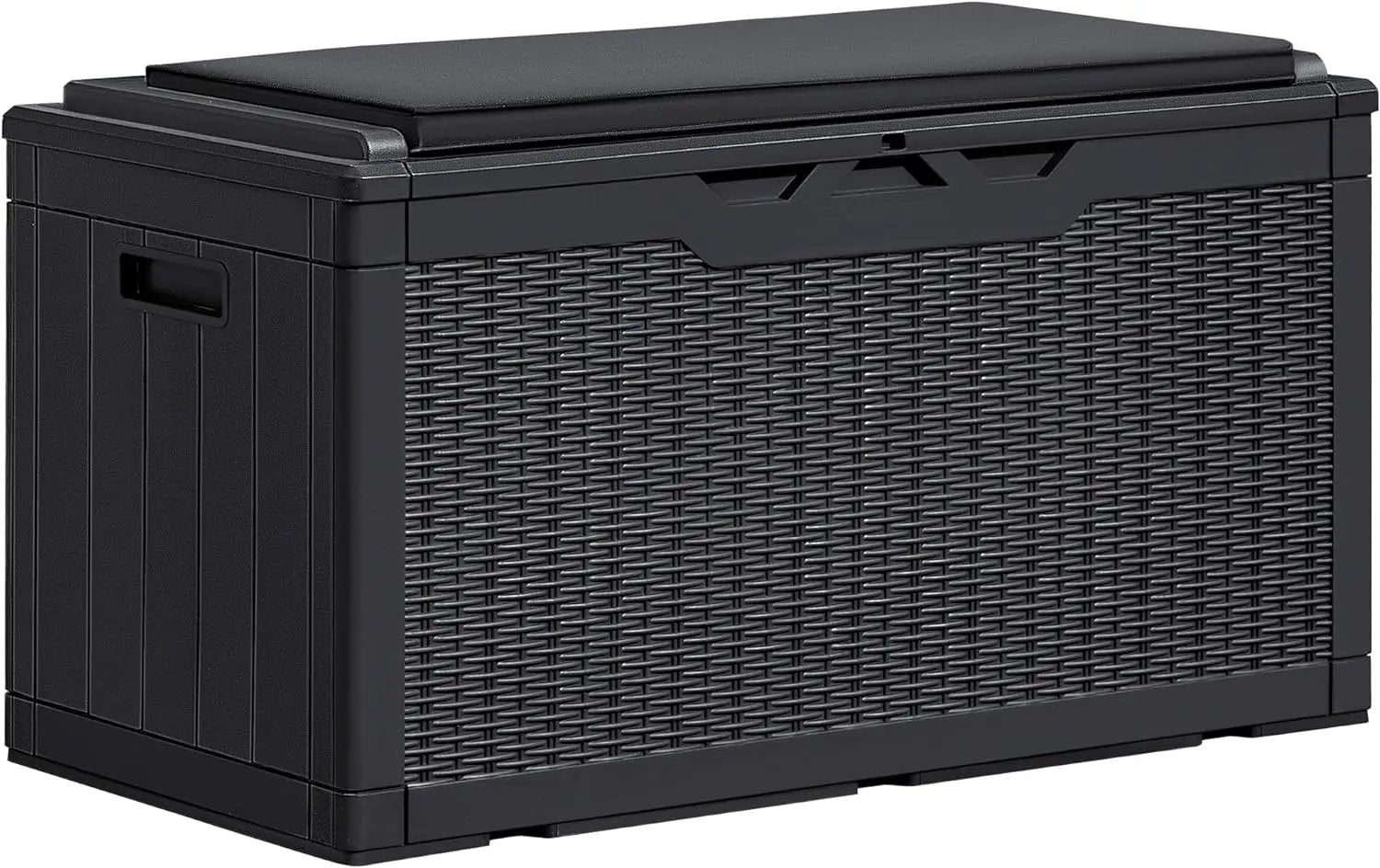 Greesum 100 Gallon Resin Deck Box Large Outdoor Storage Boxes with Cushions for Garden Tools, Patio Furniture Pillows, Pool Supplies, Black by GreenHaven Gardens