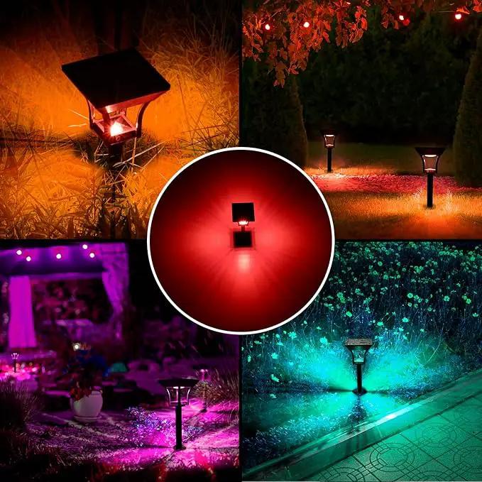 CINOTON RGBW Solar Landscape Pathway Outdoor Lights with 3 Lighting Modes, IP65 Waterproof LED Solar Powered Wall Lights for Garden Yard Lawn Path Driveway Pool Backyard Warm White & Multicolor 4 Pack by GreenHaven Gardens