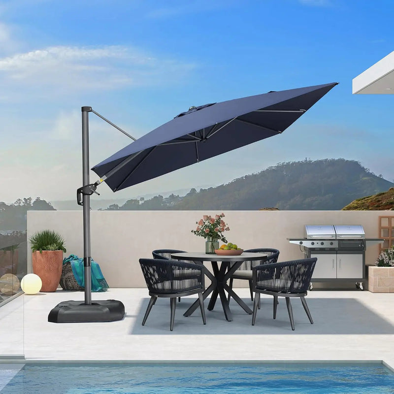 PURPLE LEAF 9 Feet Patio Umbrella Outdoor Cantilever Square Umbrella Aluminum Offset Umbrella with 360-degree Rotation for Garden Deck Pool Patio, Navy Blue by GreenHaven Gardens