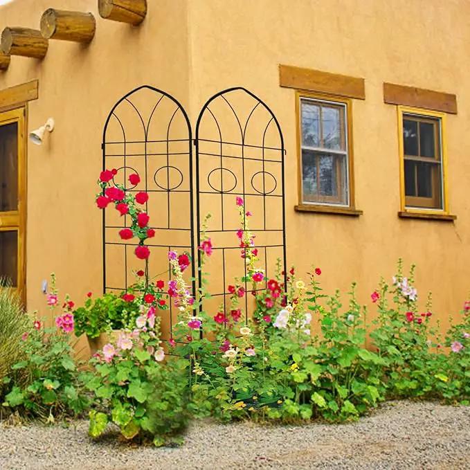 Metal Garden Trellis Rustproof Trellis for Climbing Plants Outdoor Flower Support (Black-4 Pack, 78.7"x19.7") by GreenHaven Gardens