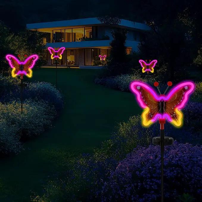 Solar Garden Butterfly Lights, Garden Outdoor Lights Decor, Butterfly Solar neon Light,led Butterfly Lights,Yard Patio Pathway Decoration(Red, 2pack) by GreenHaven Gardens