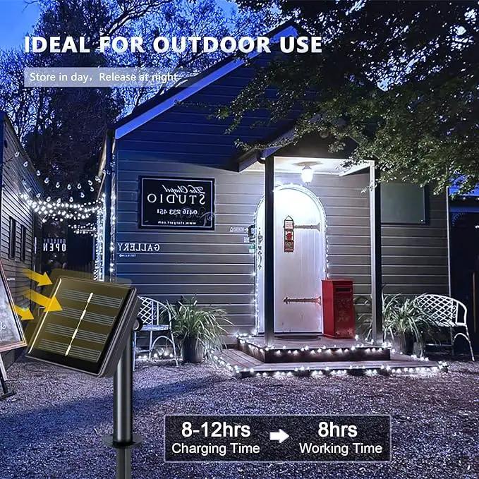 JMEXSUSS 4 Pack 100 LED Solar String Lights for Outside, 33ft White Solar Fairy Lights Outdoor Waterproof, 8 Modes Solar Christmas Lights for Garden Yard Tree Wedding Decorations by GreenHaven Gardens