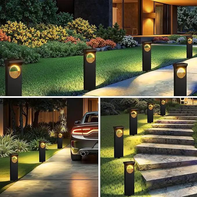 Solar Pathway Lights Outdoor, 6 Pack Upgraded Moon Shaped Landscape Lights - Brighter & Waterproof Solar Powered Decor for Yard, Garden, Path, Walkway Outside Decoration by GreenHaven Gardens