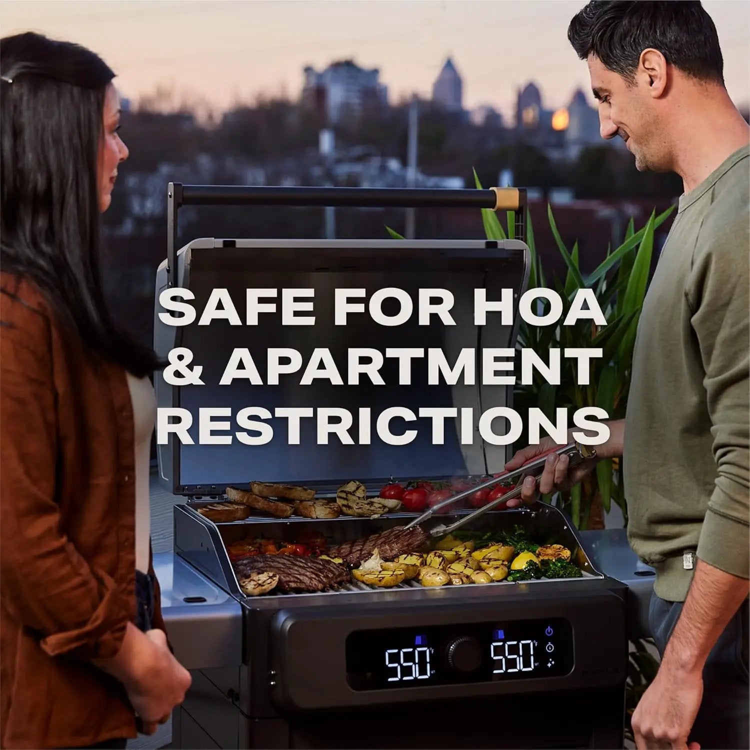 Current® Model G Dual Zone Grill, Smart Electric Outdoor Grill with 200°F to 700°F Range for Searing & Roasting, Digital Precision, Independent Heat Zones, Apartment-Friendly & Weather-Resistant by GreenHaven Gardens
