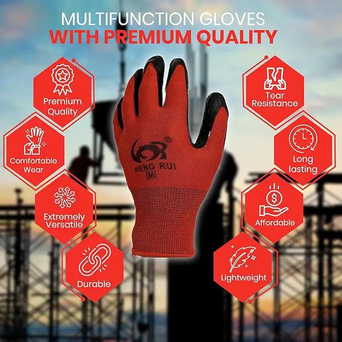 10 OR 20 Pairs Work Gloves–Heavy Duty Rubber Coated Safety Work Gloves–Multipurpose Gloves by GreenHaven Gardens