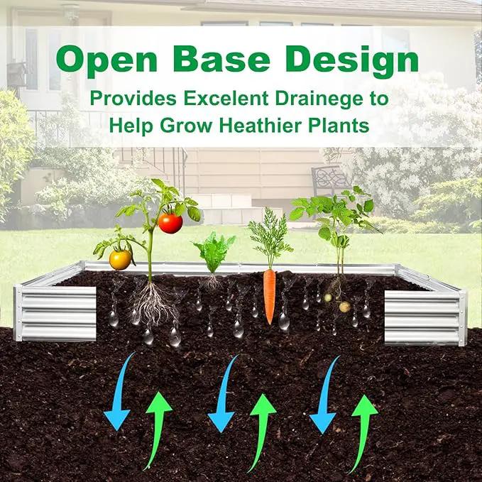 JERIA 8×4×1ft Raised Garden Bed with Support Rods,Galvanized Raised Garden Bed Kit Outdoor Metal Gardening Planter Box for Vegetable, Fruits, Flower by GreenHaven Gardens