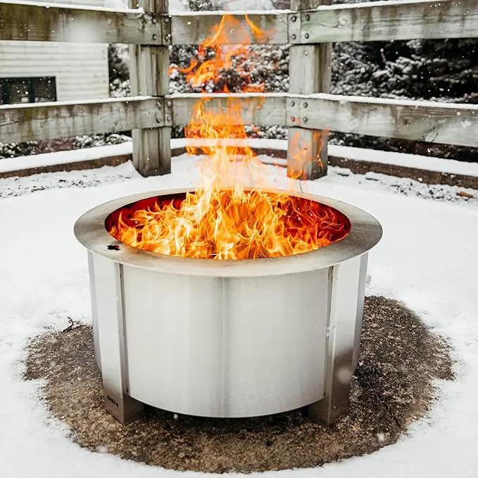 Breeo Smokeless Fire Pit (X Series 24, Stainless Steel) | 27.5 inch Smokeless Firepit for Outside | 62 Pounds | Ideal for Families Compatible with Wide Range of Breeo Accessories by GreenHaven Gardens