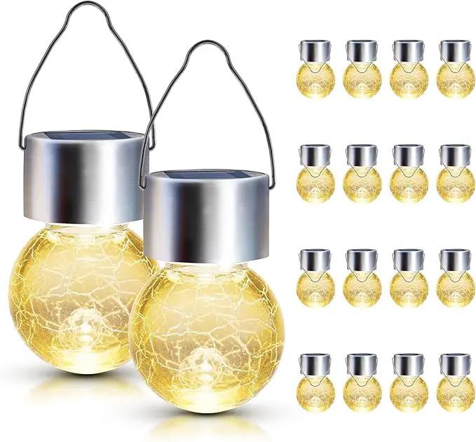 GIGALUMI 16 Pack Solar Outdoor Lights, Solar Hanging Lights for Christmas Decoration-Cracked Glass Solar Lights Outdoor Waterproof for Garden, Yard, Fence, Tree(Warm White) by GreenHaven Gardens