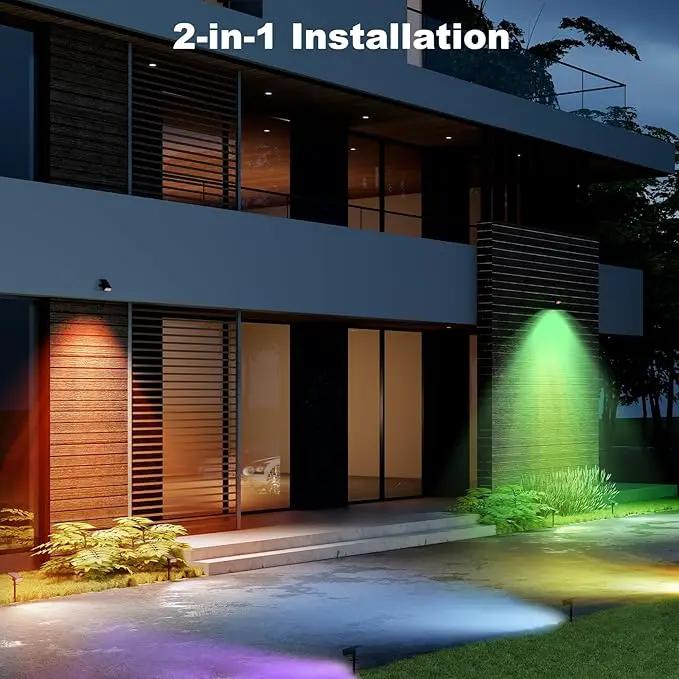 Solar Lights Outdoor Waterproof IP65, 8 Lighting Modes Multicolor Solar Spot Lights Outdoor, Landscape Spotlights for Garden Yard, 2 Pack RGB by GreenHaven Gardens