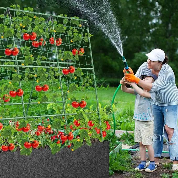 Cucumber Trellis for Garden, 45 x 53 Inches A Frame Outdoor Greenhouse Trellis with 46 Gallon Fabric Raised Bed, Climbing Net and Plant Support Clips for Climbing Plants by GreenHaven Gardens