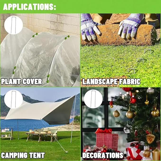 Cool Area 50PCS 6 Inches 11 Gauge Garden Stakes, Landscape Staples, Ground Stakes, Yard Stakes, U-Shaped Garden Staples for Securing Landscape Fabrics,Irrigation Pipes, Weed Barrier Fabric, Fences by GreenHaven Gardens
