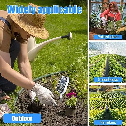 Soil Moisture Meter, 7-in-1 Soil PH Tester/Soil Moisture/Fertility with Removable Probe, LCD Display Air Temp/Air Humidity/Sunlight Intensity/BGR Spectral for Plants Garden, Lawn,Indoor Outdoor Plants by GreenHaven Gardens