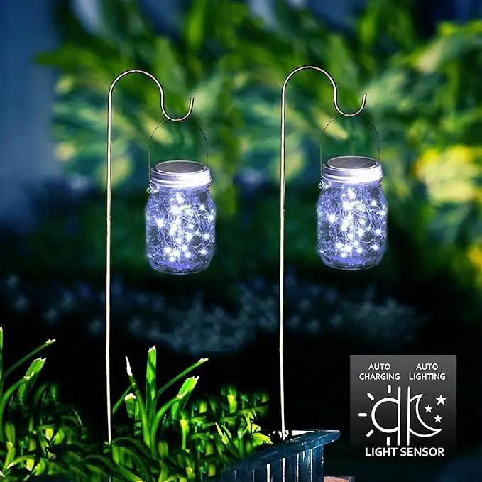 Mason Jar Solar Lights 30 LED, 10 Pack Hanging Solar Lanterns Outdoor, Waterproof Fairy Lights for Patio Garden, Wedding, Yard - Cool White by GreenHaven Gardens