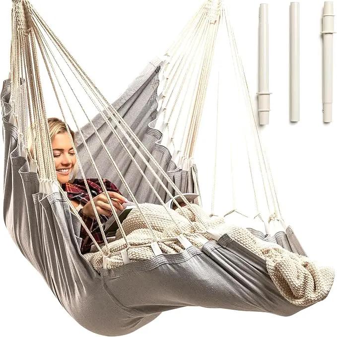 Hanging Hammock Chair Swing – Hanging Chair Outdoor & Indoor - Hammock Swing Chair – Quick & Easy Setup with Hardware Kit – Durable & Spacious Full Body Support – Holds 440 Lbs by GreenHaven Gardens