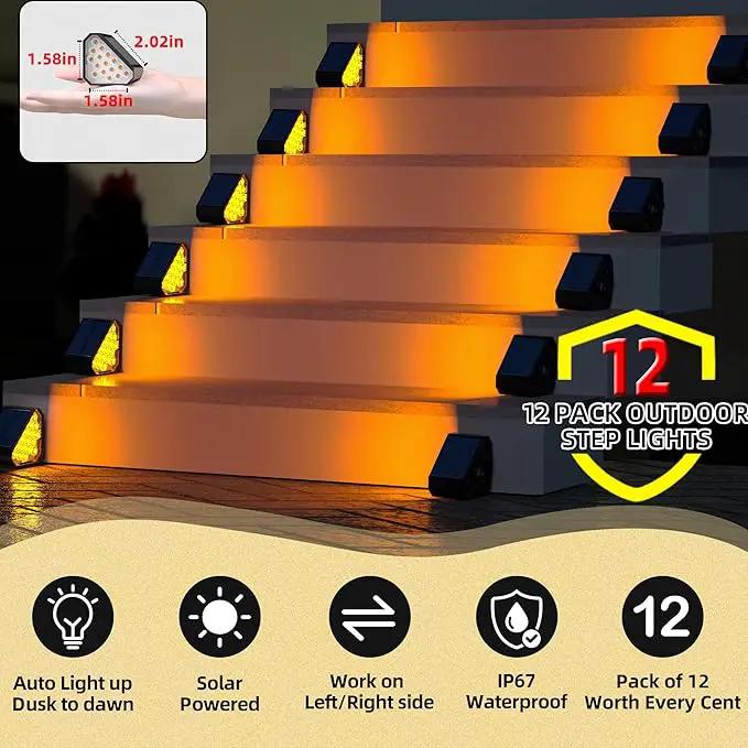 12-Pack Solar Step Lights, Solar Powered Outdoor Waterproof IP67, Auto On Off, Dusk to Dawn LED Stair Lights for Outside Garden, Deck, Front Step, Front Porch, Pathway, Patio by GreenHaven Gardens