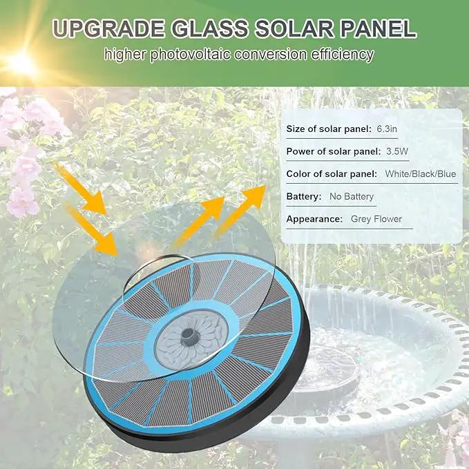 Solar Fountain Upgraded High Efficiency Glass Solar Panel, Solar Bird Bath Fountains with Flower No Battery,Solar Water Pump Fountain for Bird Bath Garden Small Ponds Outdoor Décor(Blue) by GreenHaven Gardens