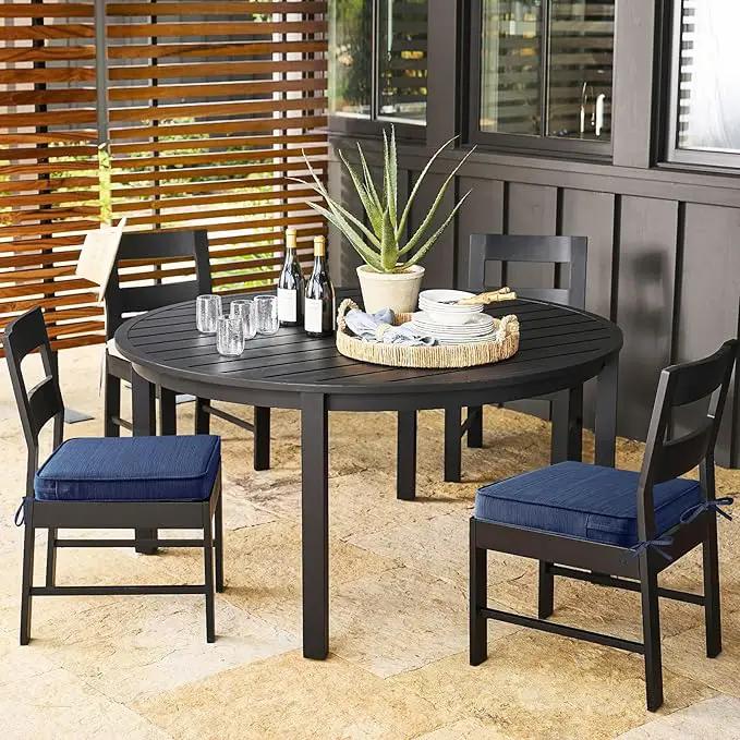 Outdoor Square Corner Seat Cushion, 19"x19"x3", Set of 4, Non Slip Seat Cushion Pads with Removable Cover for Patio Furniture, Garden Yard Lawn, Navy by GreenHaven Gardens