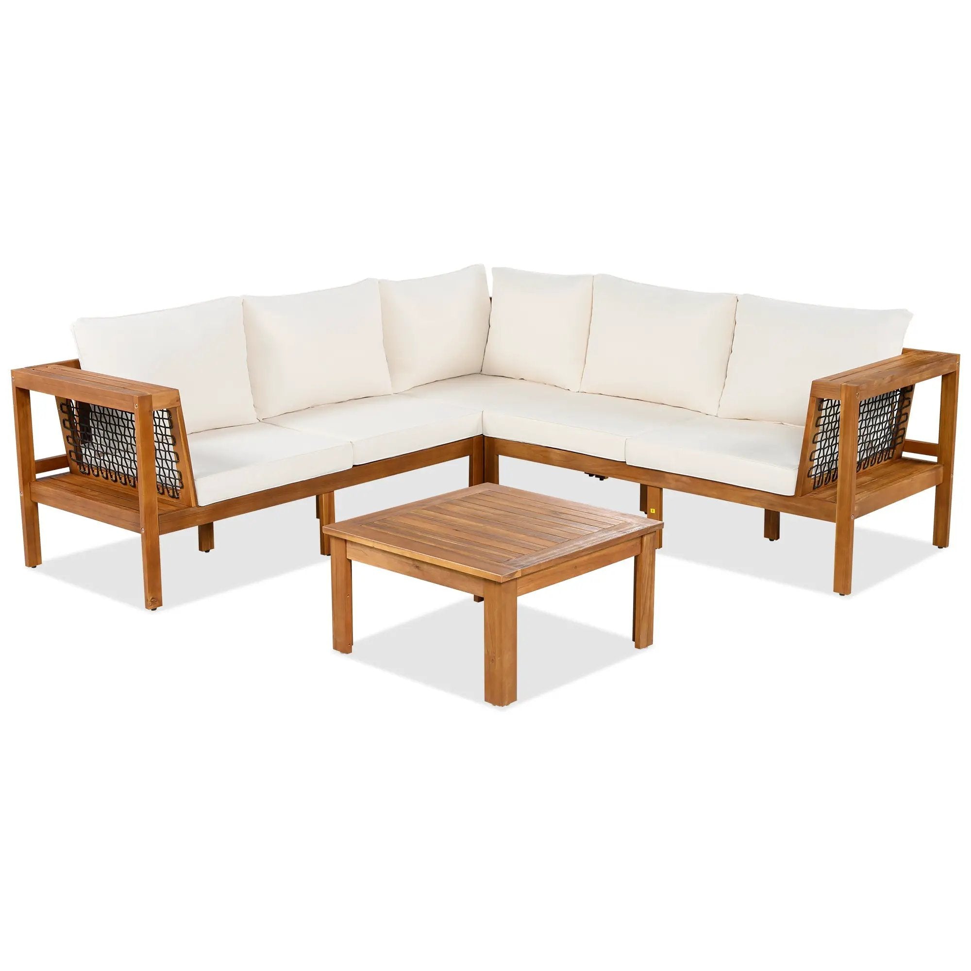 GO 4 Pieces Outdoor Acacia Wood Sofa Set with Coffee Table by HouseOfZazla