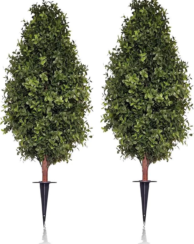 3FT Artificial Boxwood Bush Topiary Tree UV Resistance Rated with Spike. Easy to Push in The Ground.Plant Looks Great in a Planter Anywhere. Indoor/Outdoor Decor 2 Pack by GreenHaven Gardens