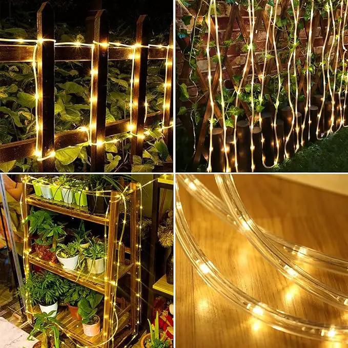 Solar Rope Light Waterproof IP65 39FT 100LEDs Outdoor LED ‎Solar Outdoor Lights for Party Garden Yard Home Wedding Christmas Halloween Holiday Tree Decoration Lighting by GreenHaven Gardens