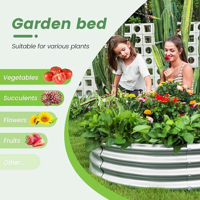 Land Guard Galvanized Raised Garden Bed Kit, Galvanized Planter Raised Garden Boxes Outdoor, Round Large Metal Raised Garden Beds for Vegetables …… by GreenHaven Gardens
