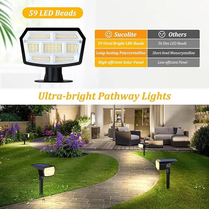 8-Pack Solar Spot Lights Outdoor, 59 LED Solar Lights Outdoor Waterproof, Outdoor Solar Lights for Yard with 3 Lighting Modes, Landscape Spotlights for Garden Pathway, Warm White by GreenHaven Gardens