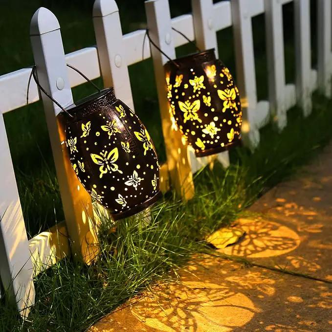 2 Pack Solar Lantern Butterfly Solar Outdoor Waterproof Hanging Metal Solar Powered Patio Lanterns Garden Solar Lights Outdoor Decorative Gifts for Women by GreenHaven Gardens