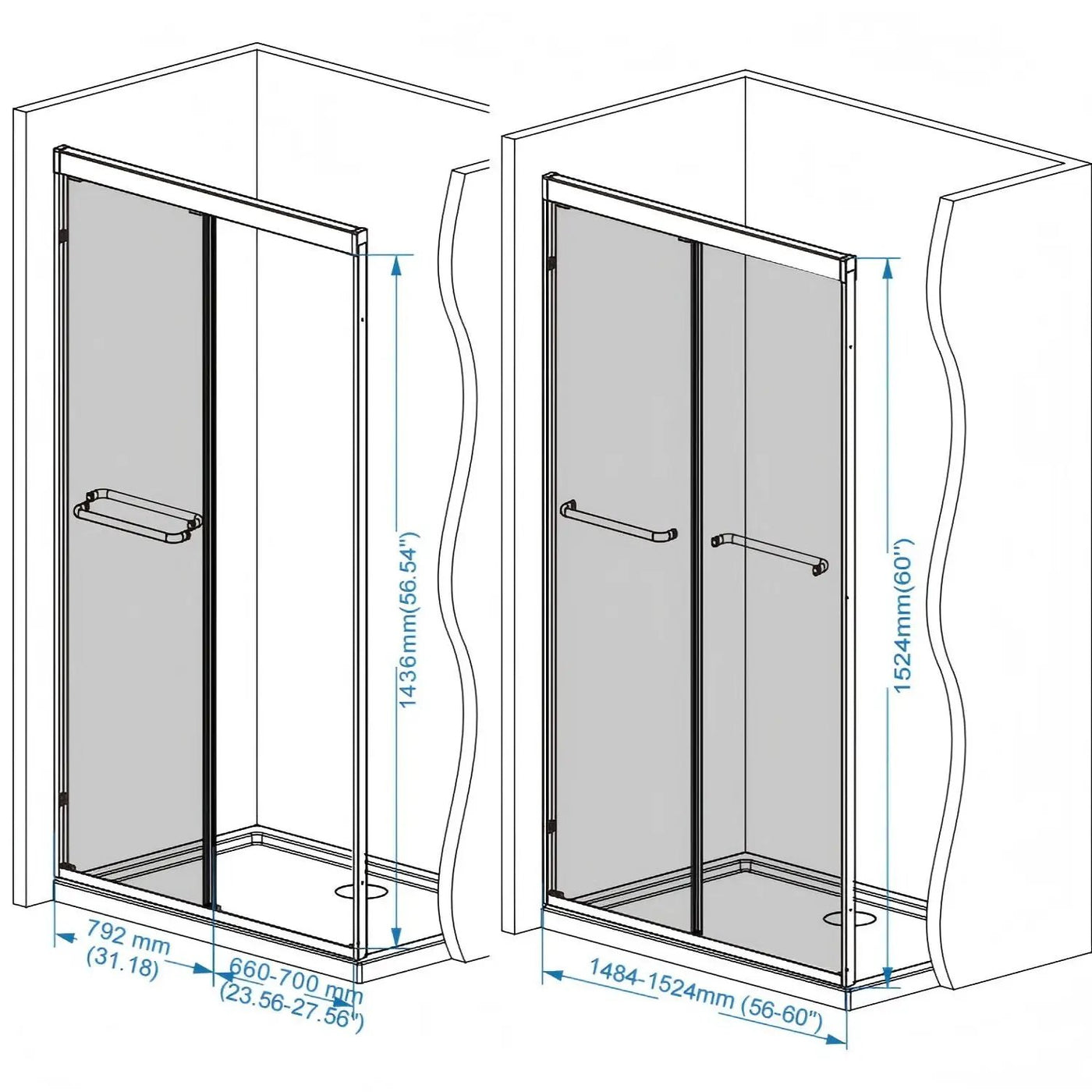 Double Sliding Shower Door With Explosion Proof Film by HouseOfZazla
