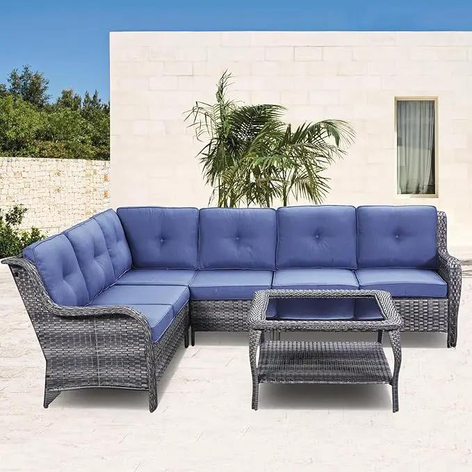 Patio Tables Outdoor Coffee Table - Wicker Rattan Coffee Tables with 2-Tier Storage Shelf Glass Top for Proch Deck Balcony Garden Squre Mixed Grey by GreenHaven Gardens