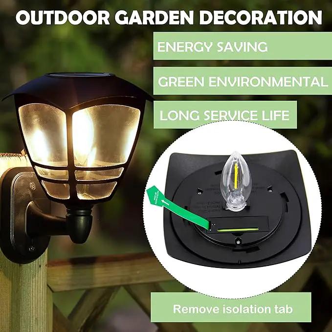 MAGGIFT 4 Pack Solar Powered Wall Lantern, Outdoor 10 Lumen LED Edison Bulb Warm White Solar Lights Wall Sconce with No Wiring Required, Fixture with Wall Mount Kit by GreenHaven Gardens