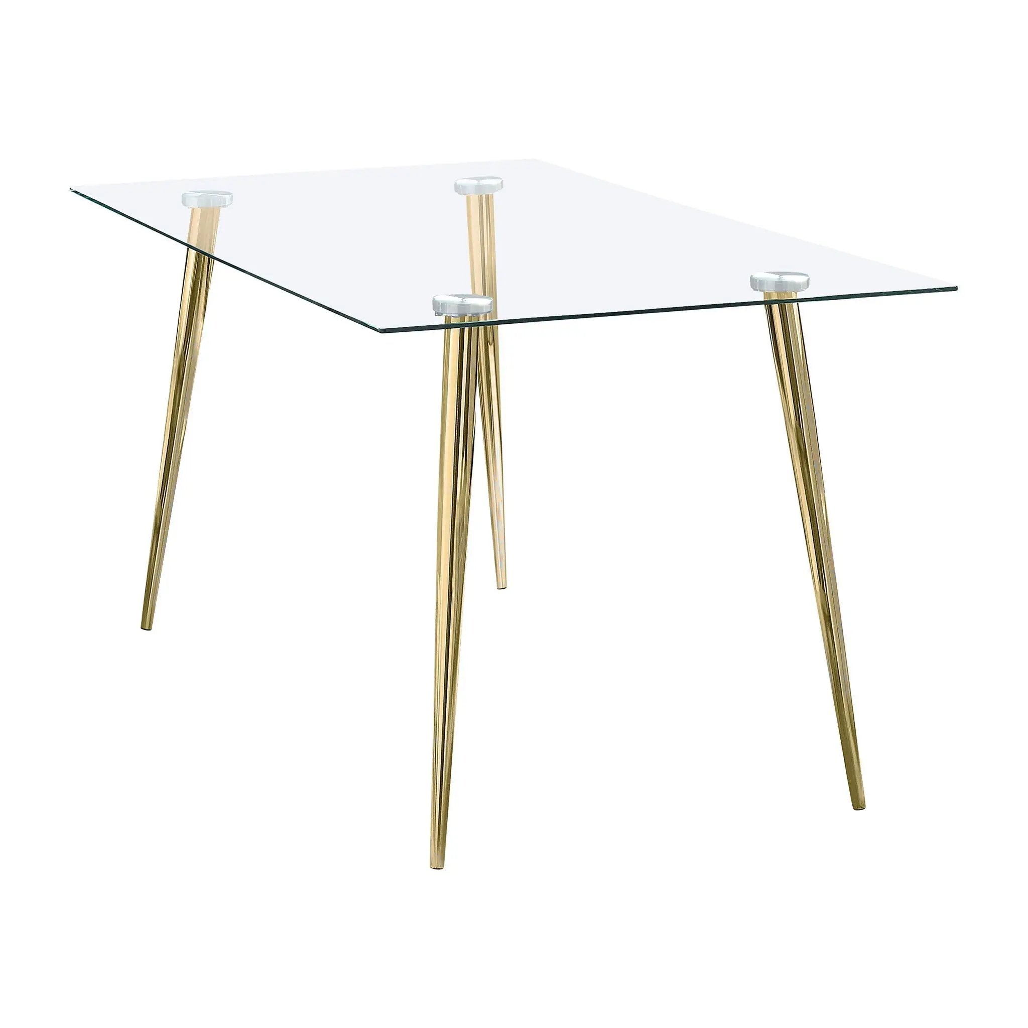 Gilman Rectangular 64-inch Glass Top Dining Table Gold by Unique Piece Furniture