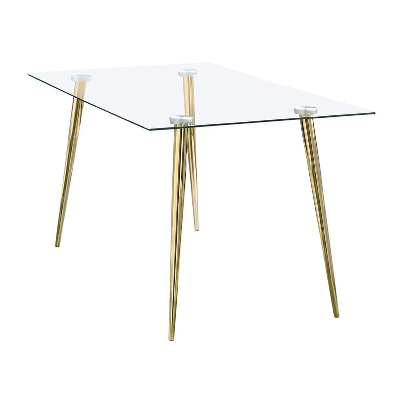 Gilman Rectangular 64-inch Glass Top Dining Table Gold by Unique Piece Furniture