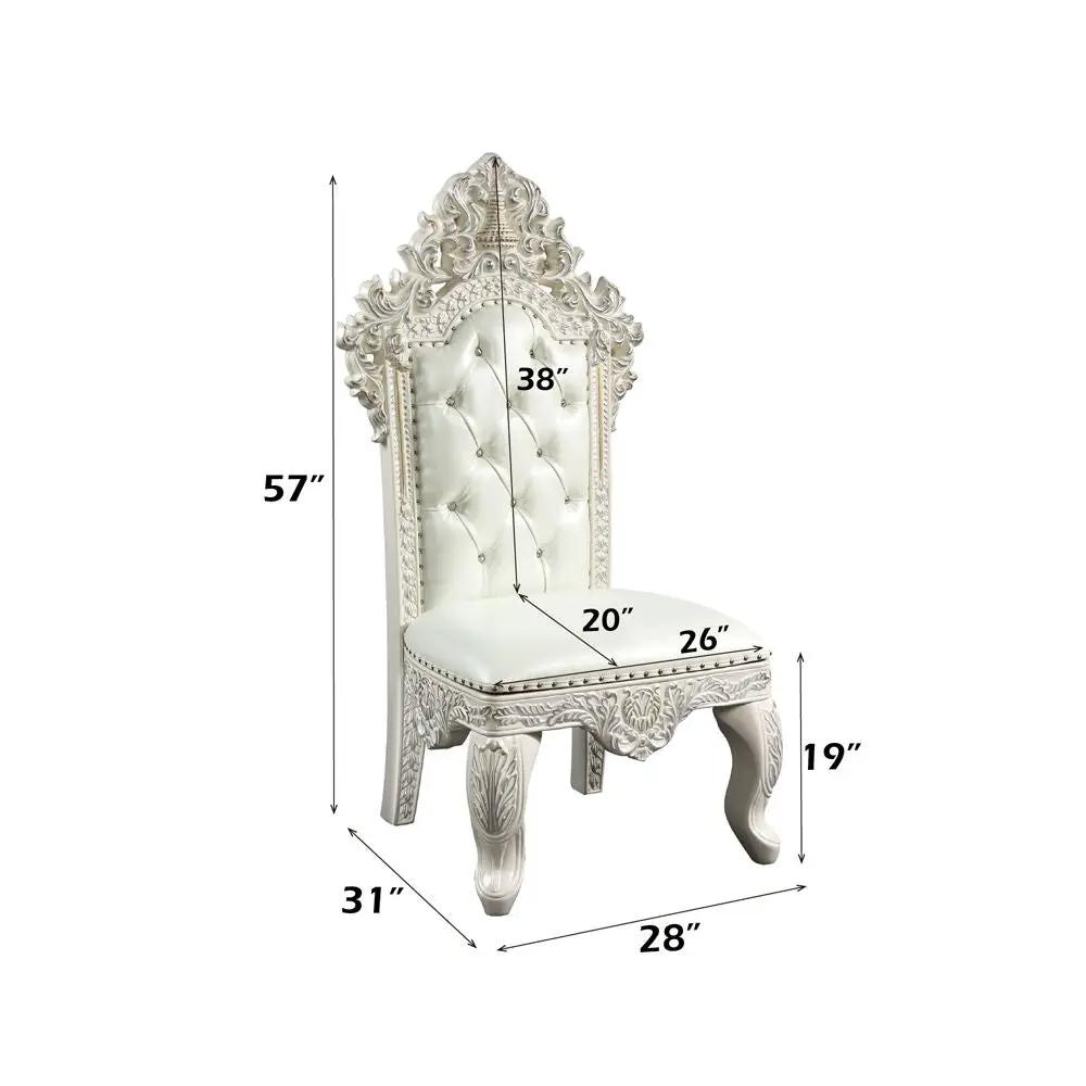 Adara - Side Chair (Set of 2) - Pearl White Synthetic Leather & Antique White by Unique Piece Furniture