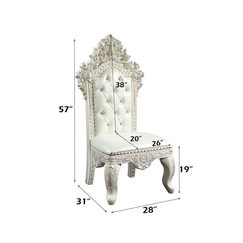 Adara - Side Chair (Set of 2) - Pearl White Synthetic Leather & Antique White by Unique Piece Furniture