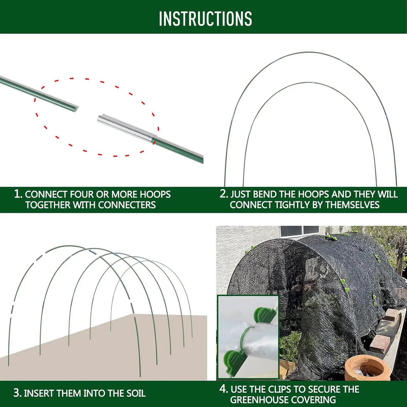 MAXPACE Greenhouse Hoops for 2.7ft or Wider Grow Tunnel, Rust-Free Fiberglass Support Hoops Frame for Garden Fabric, DIY Plant Support Garden Stakes, Gardening Supplies, 50pcs by GreenHaven Gardens