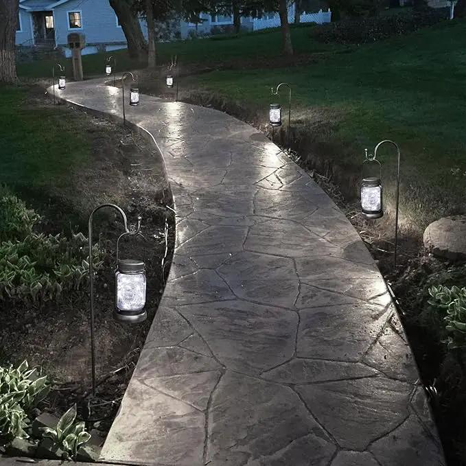Mlambert Cool White 4 Pack Solar Hanging Mason Jar Lights with Stakes, Waterproof Decorative 30 LEDs Outdoor Solar Lantern Lamp Patio Garden Tree Yard by GreenHaven Gardens