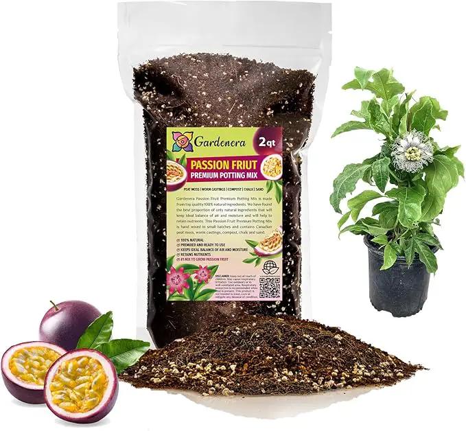 Premium Passion Fruit Potting Soil Mix - Perfect Balance of Nutrients, Drainage, and Aeration for Thriving Passion Fruit Vines - 2 Quart by GreenHaven Gardens