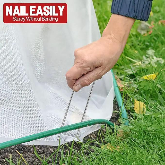 Landscape Staples 5 Inch 50 Pack,Garden Staples Galvanized Ground Stakes Anti-Rust Landscape Fabric Staples Garden Stakes for Irrigation Tubing, Fence, Weed Barrier, Ground Cover by GreenHaven Gardens