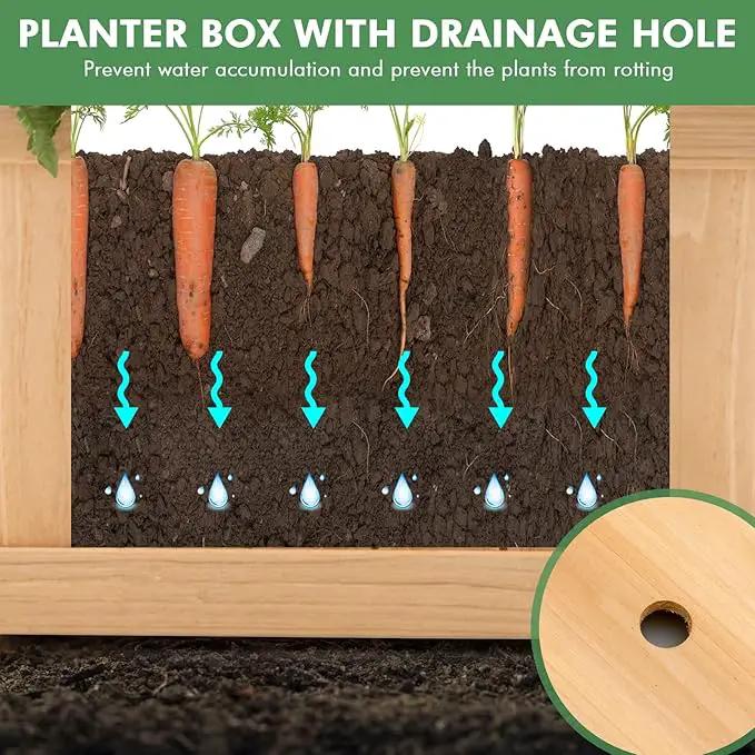 S AFSTAR Outdoor Wooden Planter Box, Folding Raised Garden Bed W/Drainage Hole, Patio Rectangle Plant Container for Flowers Vegetables Fruits Herbs, Collapsible Planting Box for Yard by GreenHaven Gardens