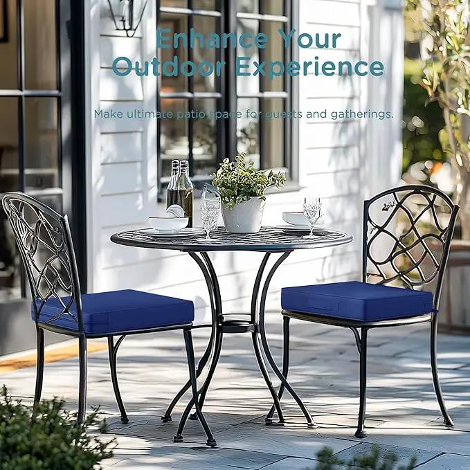 Codi Outdoor Cushions for Patio Furniture 24x24 Inch, Waterproof Chair Seat Cushion with Handles & Adjustable Straps, Fade Resistant - Set of 2, Navy Blue by GreenHaven Gardens