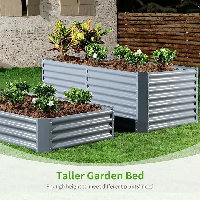 Land Guard 6×3×2ft Galvanized Raised Garden Bed, Planter Boxes Outdoor, Raised Garden Beds Outdoor for Vegetables, Flowers, Herbs, 269 Gallons, Modern Gray… by GreenHaven Gardens