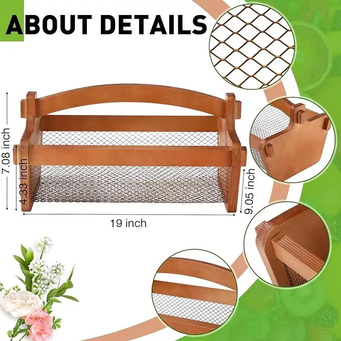 Garden Harvest Basket Mesh Storage with Handle Versatile Gardening Fruits Vegetables Gathering Basket Garden Supply Gardener Gift Spring for Washing Holding(Brown,19in) by GreenHaven Gardens