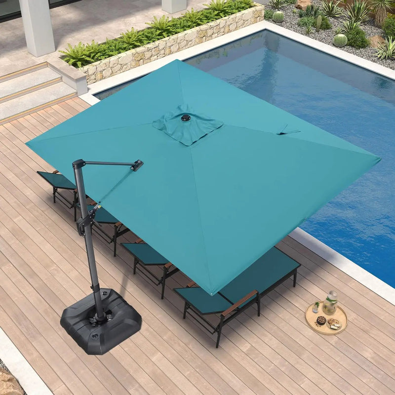 PURPLE LEAF 9' X 11.5' Patio Umbrella Outdoor Cantilever Rectangle Umbrella Aluminum Offset Umbrella with 360-degree Rotation for Garden Deck Pool Patio, Turquoise Blue by GreenHaven Gardens