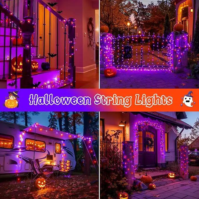 2 Pack Orange and Purple Halloween Lights, Total 151ft 400 LED Halloween Solar Lights Outdoor,8 Modes Solar String Lights Outdoor Waterproof by GreenHaven Gardens