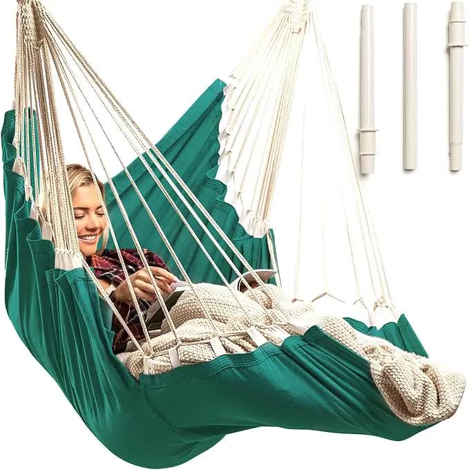 Hanging Hammock Chair Swing – Hanging Chair Outdoor & Indoor - Hammock Swing Chair – Quick & Easy Setup with Hardware Kit – Durable & Spacious Full Body Support – Holds 440 Lbs by GreenHaven Gardens