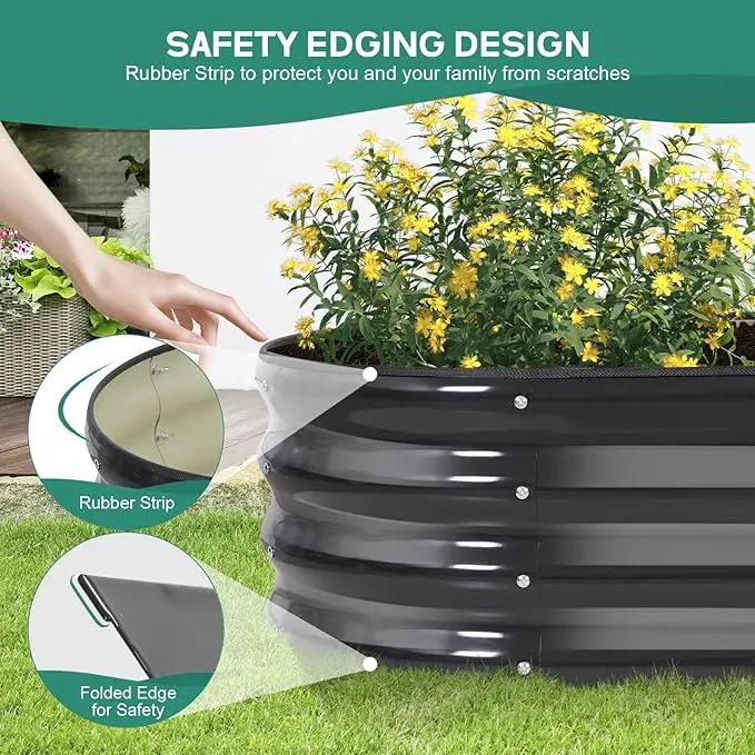 Galvanized Raised Garden Bed Outdoor - 4x2x1FT (2 Pack) Metal Garden Planter Box with Safety Edging and Gloves, Raised Bed for Gardening Vegetables Fruits and Flowers - Grey by GreenHaven Gardens