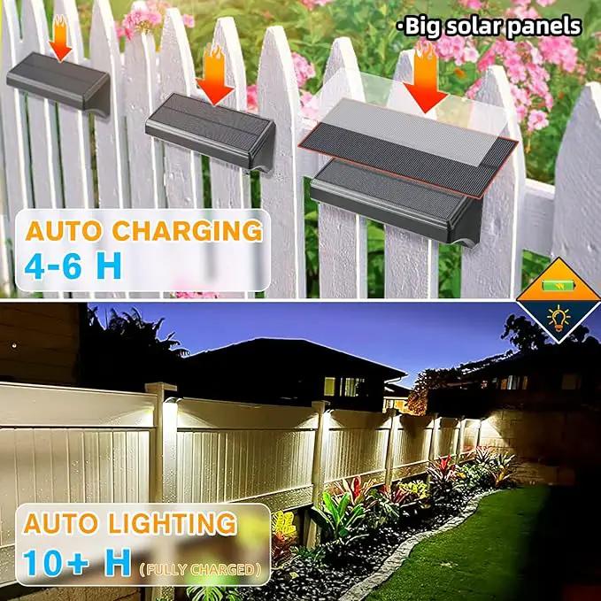 Aulanto Solar Fence Lights 8 Pack-Plus,100 Lumen Big Outdoor Solar Light IP65 Waterproof, Warm White and 10 RGB Modes,Fence Lights Otdoor Solar Lighting for Backyard,Garden,Fence,Wall,Deck,Stairs. by GreenHaven Gardens