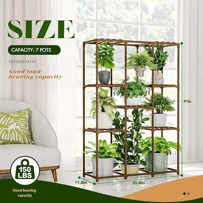Plant Stand Indoor Outdoor Plant Shelf Tall Plant Stands Hanging Plant Holder Plant Decor Wood Plant Table for Plants in Living Room Garden Balcony by GreenHaven Gardens