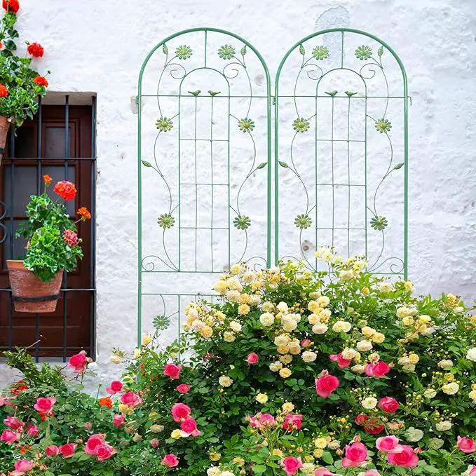 4 Pack Metal Garden Trellis 86.7" H Garden Fence Rustproof Trellis for Climbing Plants Support Roses Flower Outdoor Lawn Green-Blue Tall Trellis by GreenHaven Gardens